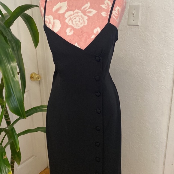 Marianna 90s Vintage Black Form Fitting Midi Dress - Picture 3 of 7